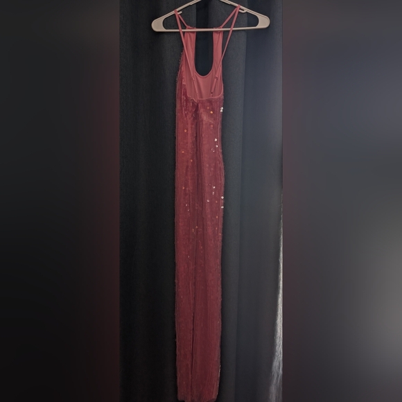 Nwt Urban Outfitters Harley Pink Sequin Halter Maxi‎ Dress With Slit Size Small - Picture 3 of 7